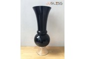 BLACK-H0810-60TL - แจกันแก้ว แฮนด์เมด สีดำ ทรงปากบาน ความสูง 60.5 ซม.